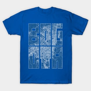 Bogota, Colombia City Map Typography - Blueprint T-Shirt